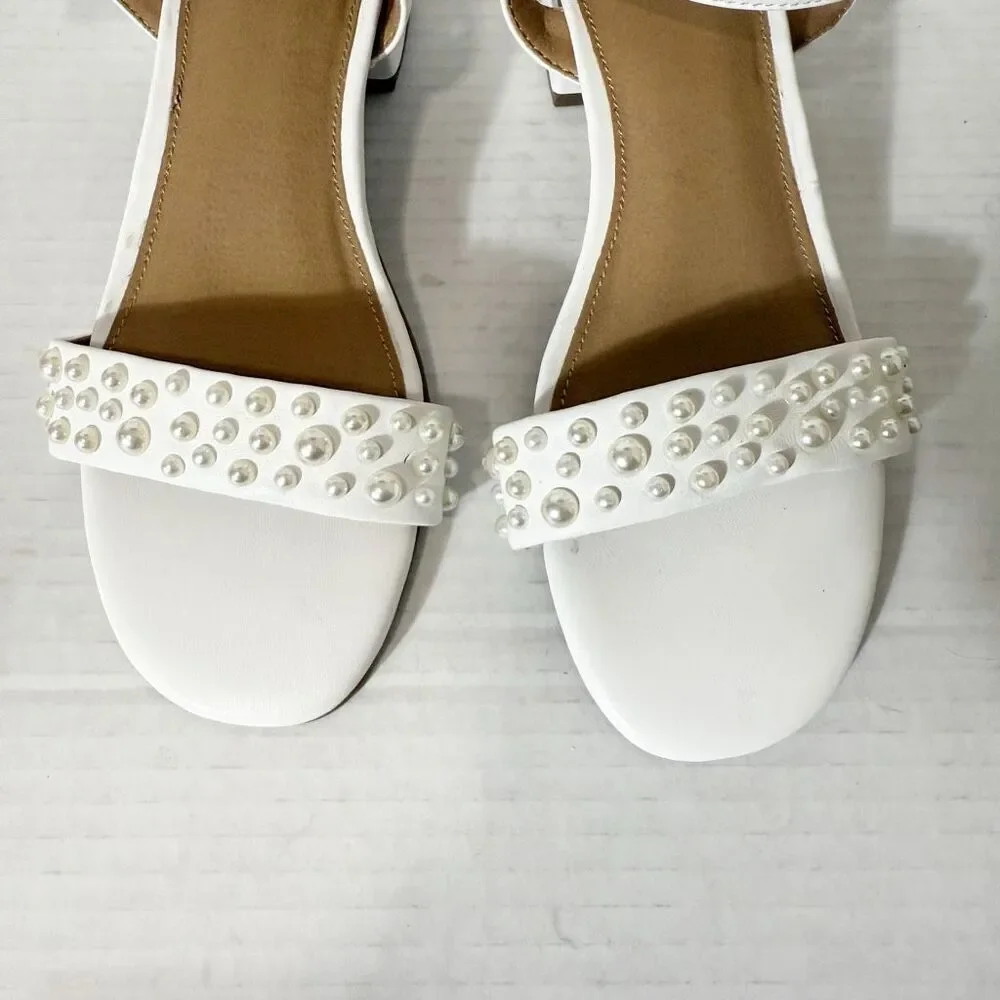 Dolce Vita Girls Golda Imitation Pearl Block Heel Special Occasion Sandal Size 4